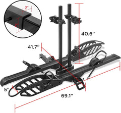 200LB Aluminum 2'' Hitch E-Bike Rack Anti-Wobble Fold Tilt for 5'' Fat Tire SUV Truck RV