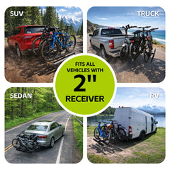 Vantana 3-Bike Electric Hitch Bike Rack | 250LBS Load Capacity with Built-In Loading Ramp, Foldable 2" Hitch Mount for E-Bikes & Regular Bikes, RV Compatible