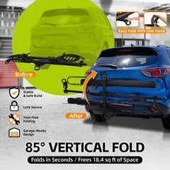200LB Aluminum 2'' Hitch E-Bike Rack Anti-Wobble Fold Tilt for 5'' Fat Tire SUV Truck RV