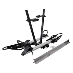 Vantana Aluminum 2-Bike Electric Bike Rack, 200 lbs Capacity Foldable RV Hitch Mount Carrier with Loading Ramp