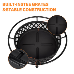 Red Mountain Valley 30-inch Steel Fire Pit with Spark Screen & Poker for Outdoor Patio & Garden